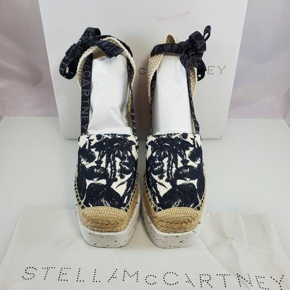 NEW$770 Stella McCartney Gaia Embroider Platform Wedge Espadrille Sandals Sz 39 - Picture 4 of 16